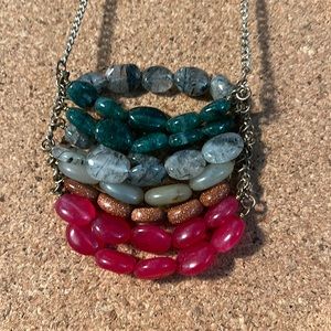 Long necklace. Multiple stones and beads. Unique. Holiday ready